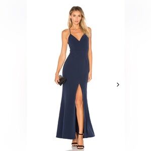 Elegant Navy Blue Helena Gown Dress x Lovers + Friends